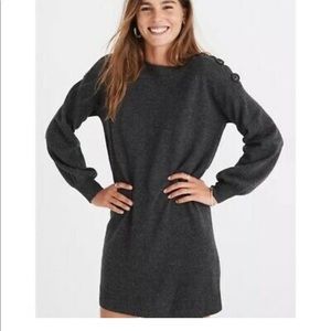 Madewell NWT boatneck button-shoulder sweater dress, size small